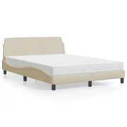 vidaXL Bed with Mattress "Dover" Cream 140x200 cm Fabric
