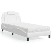 vidaXL Bed "Viana" with Mattress White 90x200 cm Faux Leather