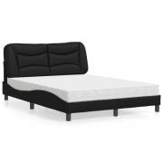 vidaXL Bed with Mattress "Hvar" Black 140x190 cm Faux Leather