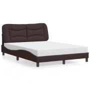 vidaXL Bed with Mattress "Hvar" Dark Brown 140x200 cm Fabric