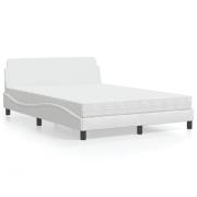 vidaXL Bed with Mattress "Dover" White 140x200 cm Faux Leather