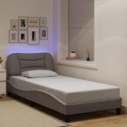 vidaXL Bed Frame with LED without Mattress "Hvar" Taupe 90x200 cm Fabr...