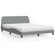 vidaXL Bed with Mattress "Dover" Light Grey 160x200 cm Fabric