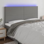 vidaXL Sänggavel LED mörkgrå 160x5x118/128 cm tyg