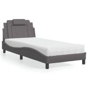 vidaXL Bed "Viana" with Mattress Grey 90x190 cm Faux Leather