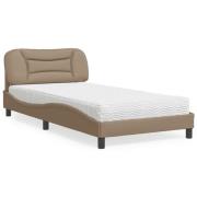 vidaXL Bed with Mattress "Hvar" Cappuccino 100x200 cm Faux Leather