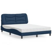 vidaXL Bed with Mattress "Hvar" Blue 140x190 cm Fabric