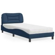 vidaXL Bed with Mattress "Hvar" Blue 90x200 cm Fabric