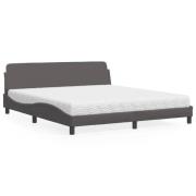 vidaXL Bed with Mattress "Dover" Grey 180x200 cm Faux Leather