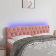 vidaXL Sänggavel LED rosa 160x7x78/88 cm sammet