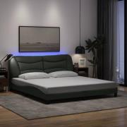 vidaXL Bed Frame with LED without Mattress "Hvar" Dark Grey 180x200 cm...