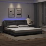 vidaXL Bed Frame with LED without Mattress "Hvar" Grey 200x200 cm
