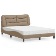 vidaXL Bed with Mattress "Hvar" Cappuccino 140x190 cm Faux Leather