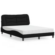 vidaXL Bed with Mattress "Hvar" Black 140x190 cm Fabric