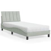 vidaXL Bed with Mattress "Hanko" Light Grey 80x200 cm Velvet
