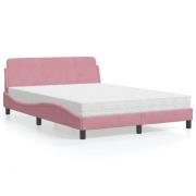 vidaXL Bed with Mattress "Dover" Pink 140x190 cm Velvet