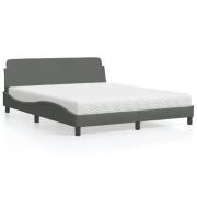 vidaXL Bed with Mattress "Dover" Dark Grey 160x200 cm Fabric