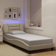 vidaXL Bed Frame with LED without Mattress "Hvar" Cream 90x200 cm Fabr...