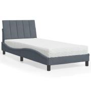 vidaXL Bed with Mattress "Hanko" Dark Grey 90x190 cm Velvet