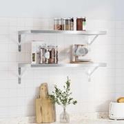 vidaXL Vägghyllor 2 st 75x30 cm silver rostfritt stål