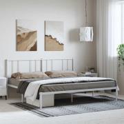 vidaXL Sängram med huvudgavel metall vit 193x203 cm