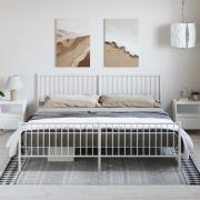 vidaXL Sängram med huvudgavel och fotgavel vit metall 193x203 cm