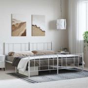 vidaXL Sängram med huvudgavel och fotgavel vit metall 183x213 cm