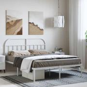vidaXL Sängram med huvudgavel metall vit 135x190 cm