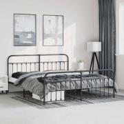 vidaXL Sängram med huvudgavel och fotgavel svart metall 183x213 cm