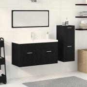 vidaXL Badrumsinredning Väggmonterad 4 pcs Svart Ek 90 x 38,5 x 50 cm