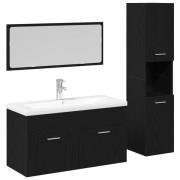 vidaXL Badrumsmöbelset Väggmonterad 2 pcs Svart Ek 90 x 38.5 x 46 cm