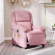 vidaXL Elektrisk massagefåtölj rosa sammet