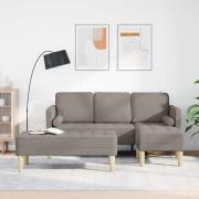 vidaXL Soffset 2 pcs Taupe 173 x 131 x 67 cm tyg
