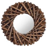 vidaXL Väggspegel rund 40 cm teak