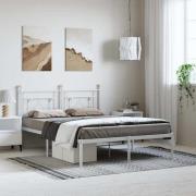 vidaXL Sängram med huvudgavel metall vit 193x203 cm