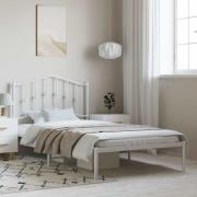 vidaXL Sängram med huvudgavel metall vit 100x200 cm