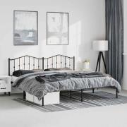 vidaXL Sängram med huvudgavel metall svart 183x213 cm