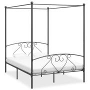 vidaXL Sänghimmel utan madrass grå metall 140x200 cm
