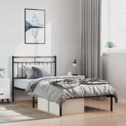vidaXL Sängram med huvudgavel metall svart 100x200 cm
