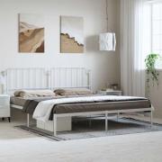 vidaXL Sängram med huvudgavel metall vit 193x203 cm
