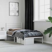 vidaXL Sängram med huvudgavel metall vit 90x200 cm