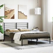 vidaXL Sängram med huvudgavel metall svart 140x190 cm