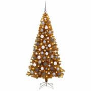 vidaXL Julgran med 300 LED-lampor med stativ Guld 180 cm PET