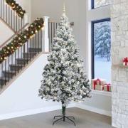 vidaXL Julgran med 300 LED-lampor med stativ Vit 300 cm PVC