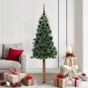 vidaXL Smal julgran med 300 LED-lampor Grön 180 cm PVC och solid furu
