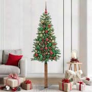 vidaXL Smal julgran med 300 LED-lampor Grön 210 cm PVC och solid furu