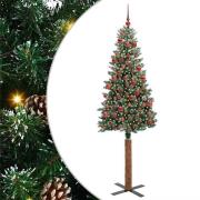 vidaXL Smal julgran med stativ Grön och Vit 180 cm PVC och solid furu