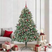 vidaXL Konstgjord julgran med 300 LED-lampor Grön 140 x 140 x 210 cm