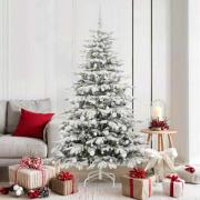 vidaXL Plast Hingad Julgran med LED -remsljus Vit 180 cm PE och PVC