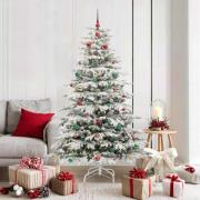 vidaXL Plast Hingad Julgran med LED -remsljus Vit 180 cm PE och PVC